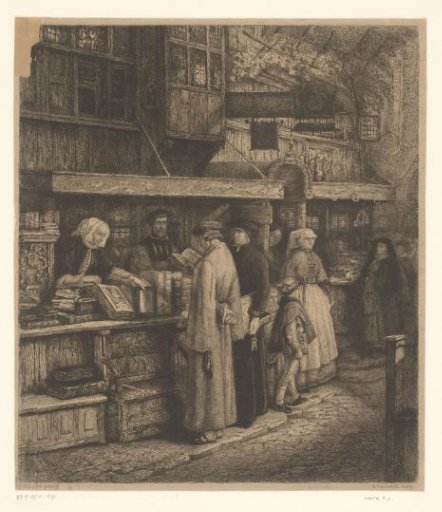 View of the Bookshop of Jacob van Liesvelt in Antwerp in the Sixteenth Century
