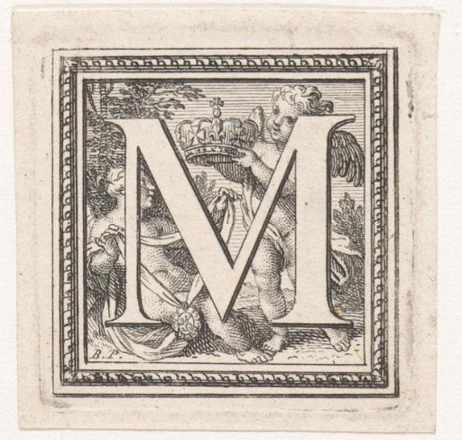 Letter M and Putto with a Crown