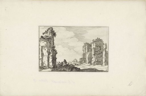 Two shepherds at a ruin