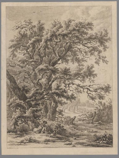 Landscape with a Man and Dog Under a Tree at Midlaren