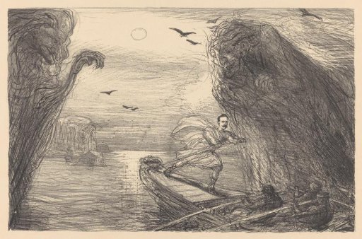 Willem Treub as Odysseus between Scylla and Charybdis