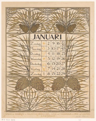 Calendar page for January 1898
