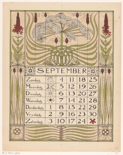 Calendar page for September 1898