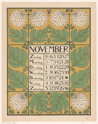 Calendar page for November 1898