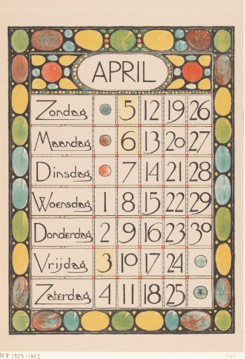 Calendar page for April 1896
