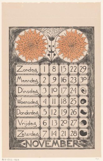 Calendar page for November 1896