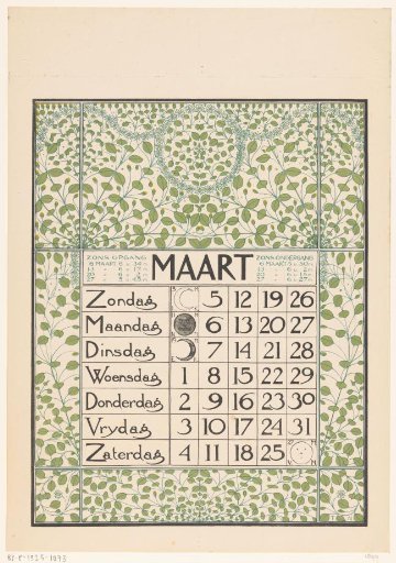 Calendar page for March 1899