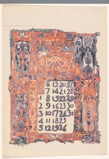 Calendar page August 1899