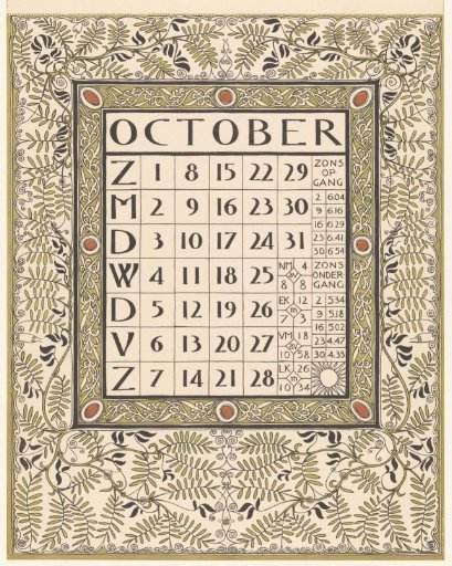 Calendar page for October 1899