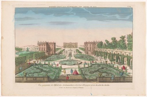 View of the garden and the Hotel des Ambassadeurs in Spain