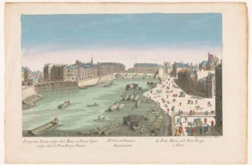 View of the Pont Marie and the Pont Rouge over the Seine in Paris
