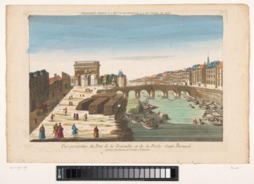 View of the Pont de la Tournelle over the Seine and the Porte Saint-Bernard in Paris