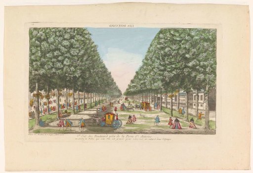 View of a boulevard in Paris from the Porte Saint-Antoine