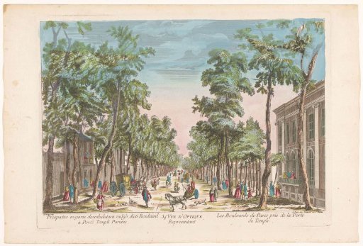 View of a boulevard in Paris from the Porte du Temple
