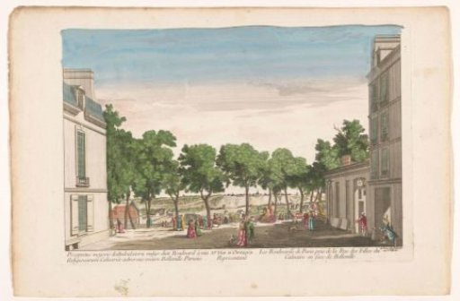 View of a boulevard in Paris, from the Rue des Filles du Calvaire toward the Belleville district
