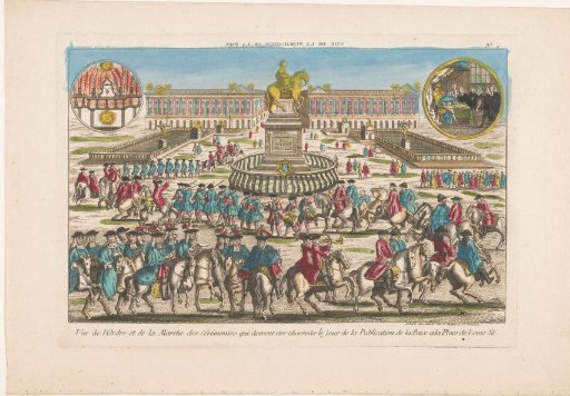 View of the Place de Louis XV in Paris with a procession announcing the peace