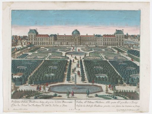 View of the Palais des Tuileries in Paris from the Jardin des Tuileries