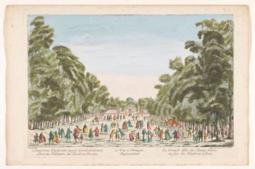 View of the Champs-Elysées in Paris looking toward the Jardin des Tuileries