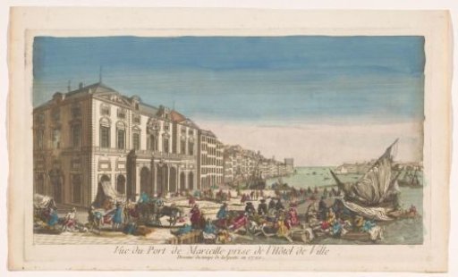 View of the Town Hall and the Harbor in Marseille with Victims of the Plague in 1720