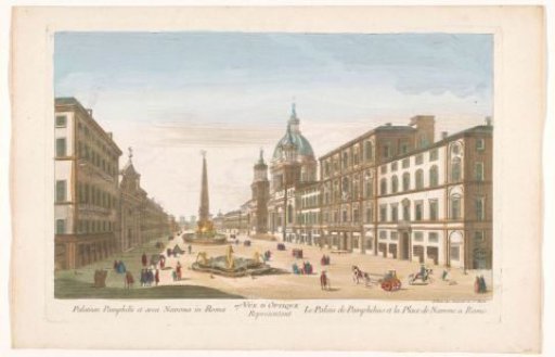 View of the Palazzo Pamphili and Piazza Navona in Rome