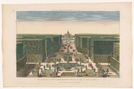 View of an avenue in a papal garden near the city of Rome