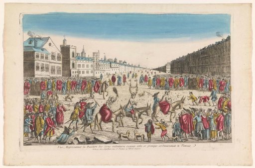 View of a mockery of swindlers in a square in Venice
