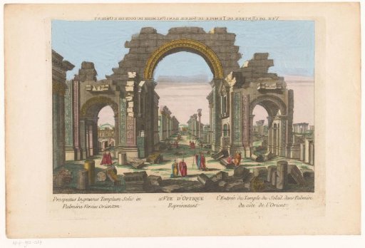View of the ruin of the arch of the colonnade at Palmyra, seen from the east