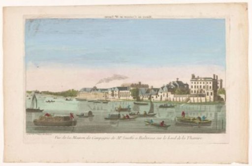 View of the country house of Mr. Smith on the River Thames in the district of Battersea in London