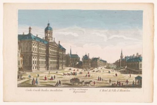 View of the Town Hall and the Dam in Amsterdam