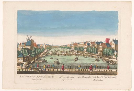 View of the Amstelsluis and the Diaconieweeshuis in Amsterdam
