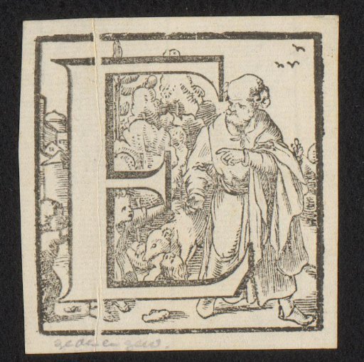 Historiated initial E with the punishment of the children who mocked Elisha