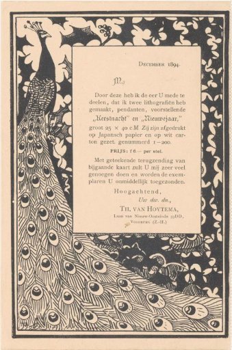 Announcement and Order Card with Peacocks