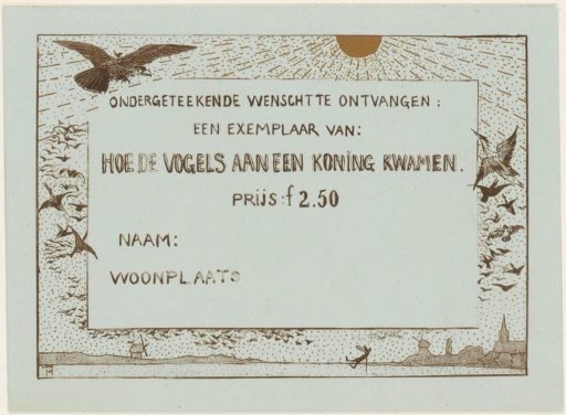 Order card for 'How the Birds Came to a King'