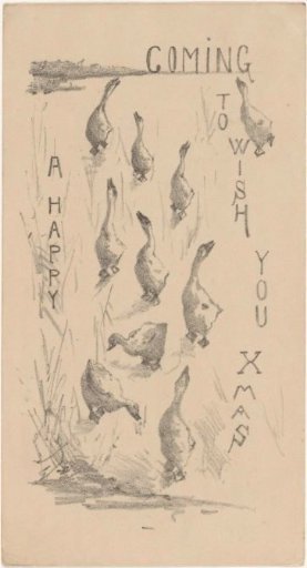 Christmas card with ten geese