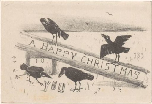 Christmas Card with Four Crows
