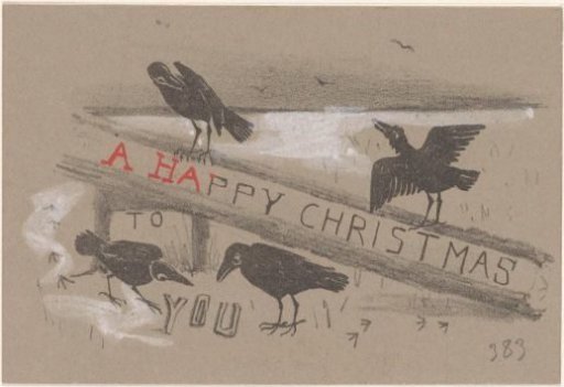 Christmas Card with Four Crows