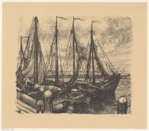 Moored Fishing Boats in a Harbor
