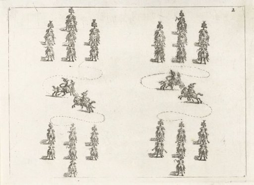 Four groups of riders and riders in motion