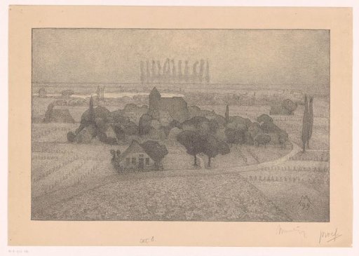 Landscape with village by a river