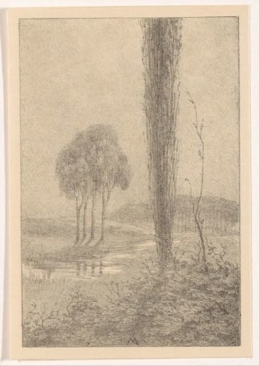Landscape with trees and stream