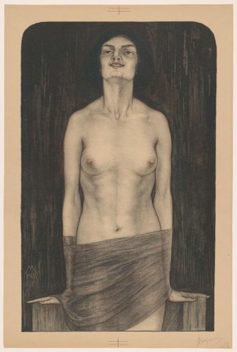 Standing woman with bare upper body