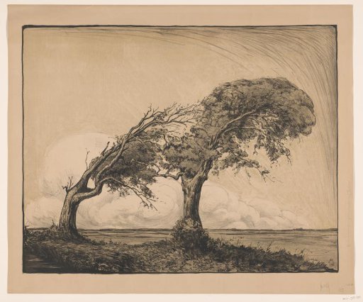 Landscape with two trees