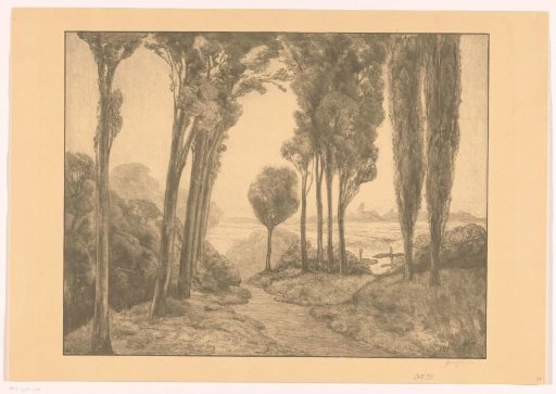 Landscape with poplars and cypresses