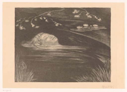 Ophelia floating in the water