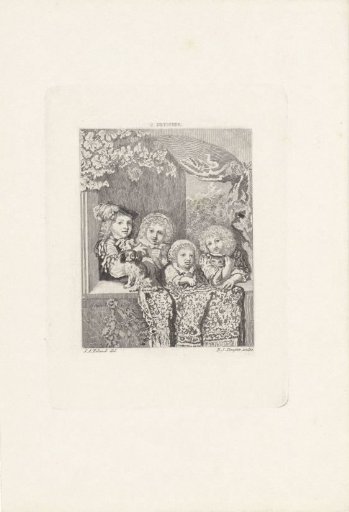 Four children with a dog and a cat
