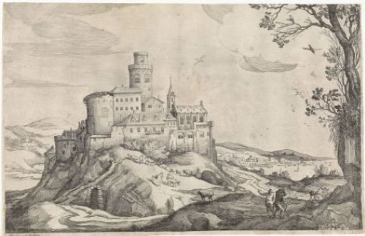 Landscape with a castle on a hill