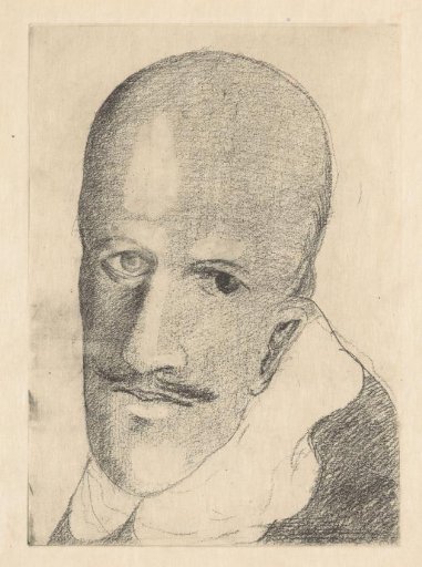 Bald man with high forehead