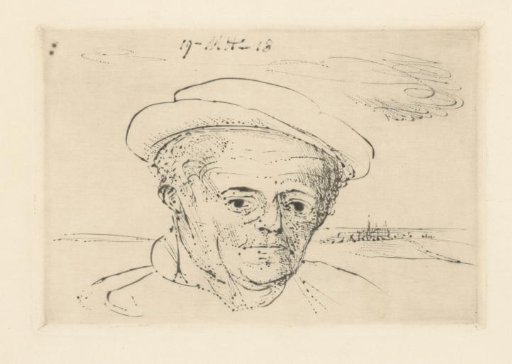 Man with beret in landscape