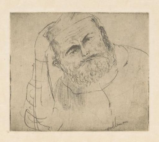 Man with beard leaning on an arm