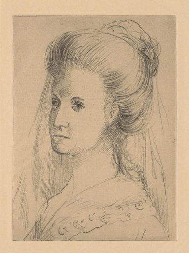 Woman with veil and hair pinned up
